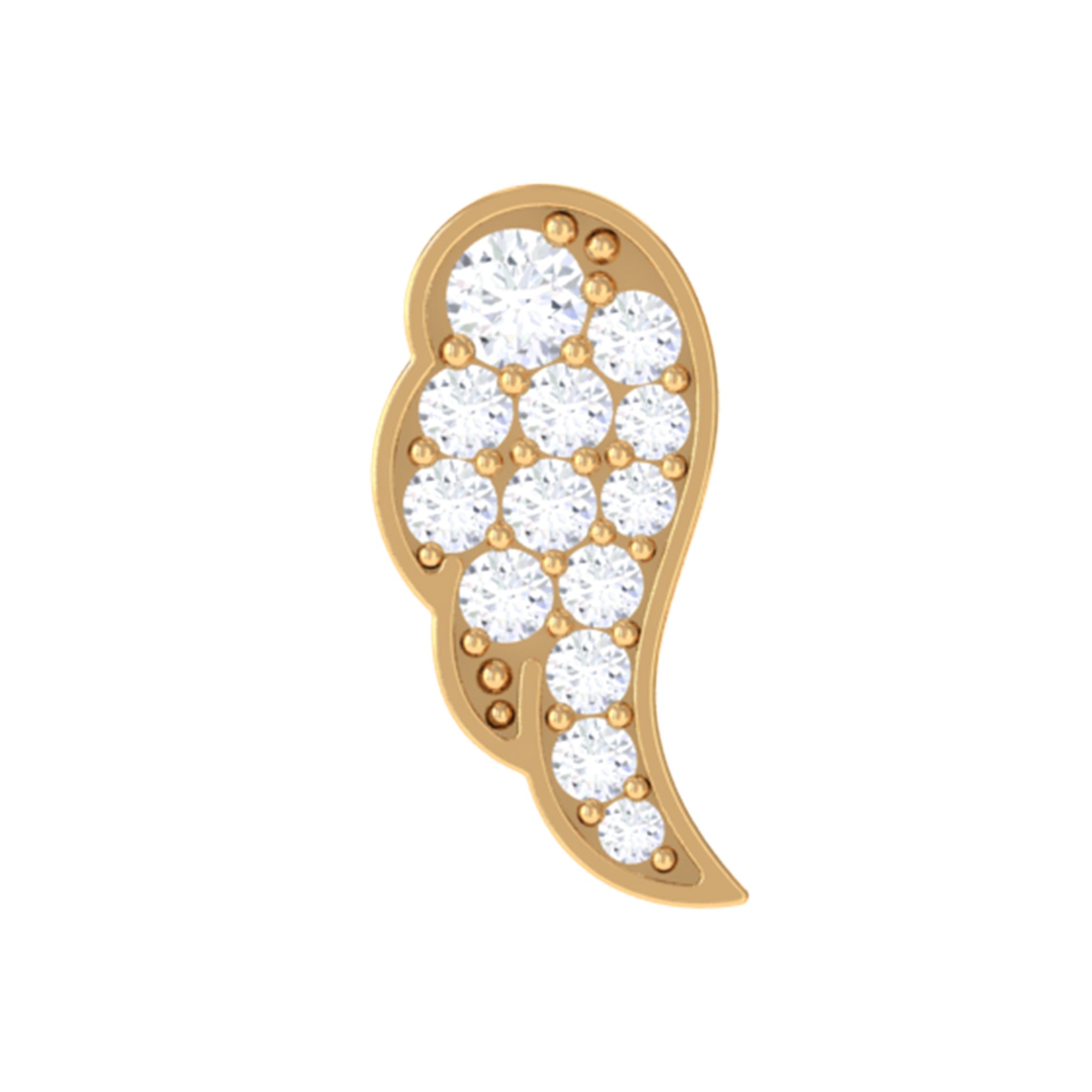 Rosec Jewels-Minimal Moissanite Gold Wing Earring for Cartilage Piercing