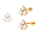 Rosec Jewels-Round Moissanite Trinity Trio Dainty Helix Earring