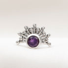 Rosec Jewels-Bezel Set Round Amethyst Sunburst Helix Earring