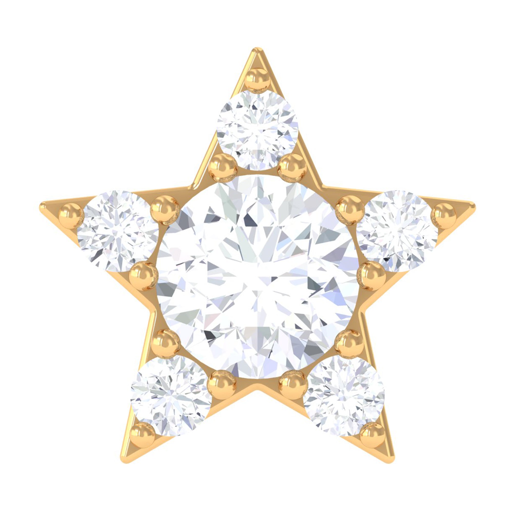 Dainty Certified Moissanite Star Cartilage Earring Moissanite - ( D-VS1 ) - Color and Clarity - Rosec Jewels