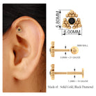 Rosec Jewels-Bezel Set Solitaire Black Diamond Rook Earring with Beaded Gold