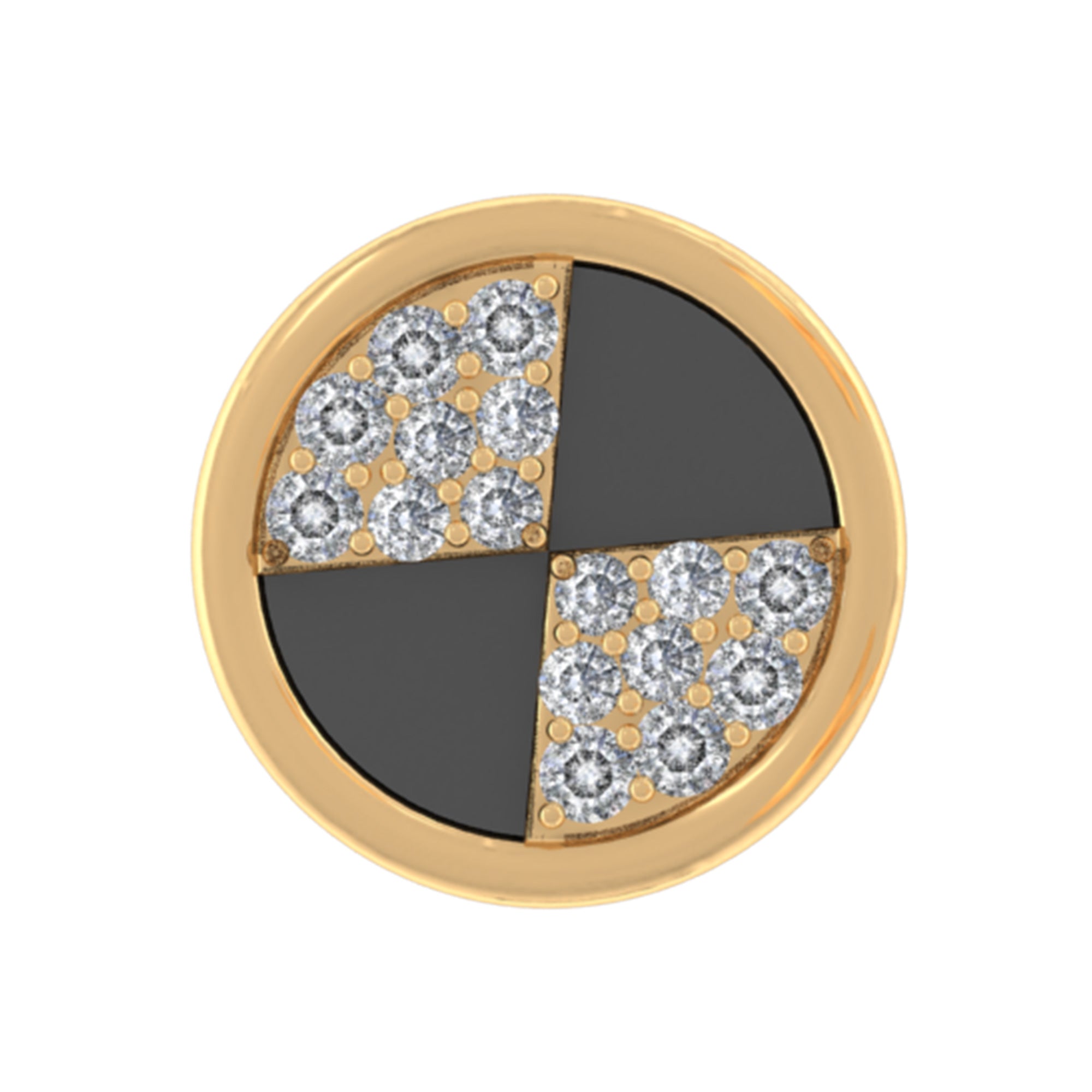 Rosec Jewels-Moissanite Gold Round Conch Earring with Black Enamel