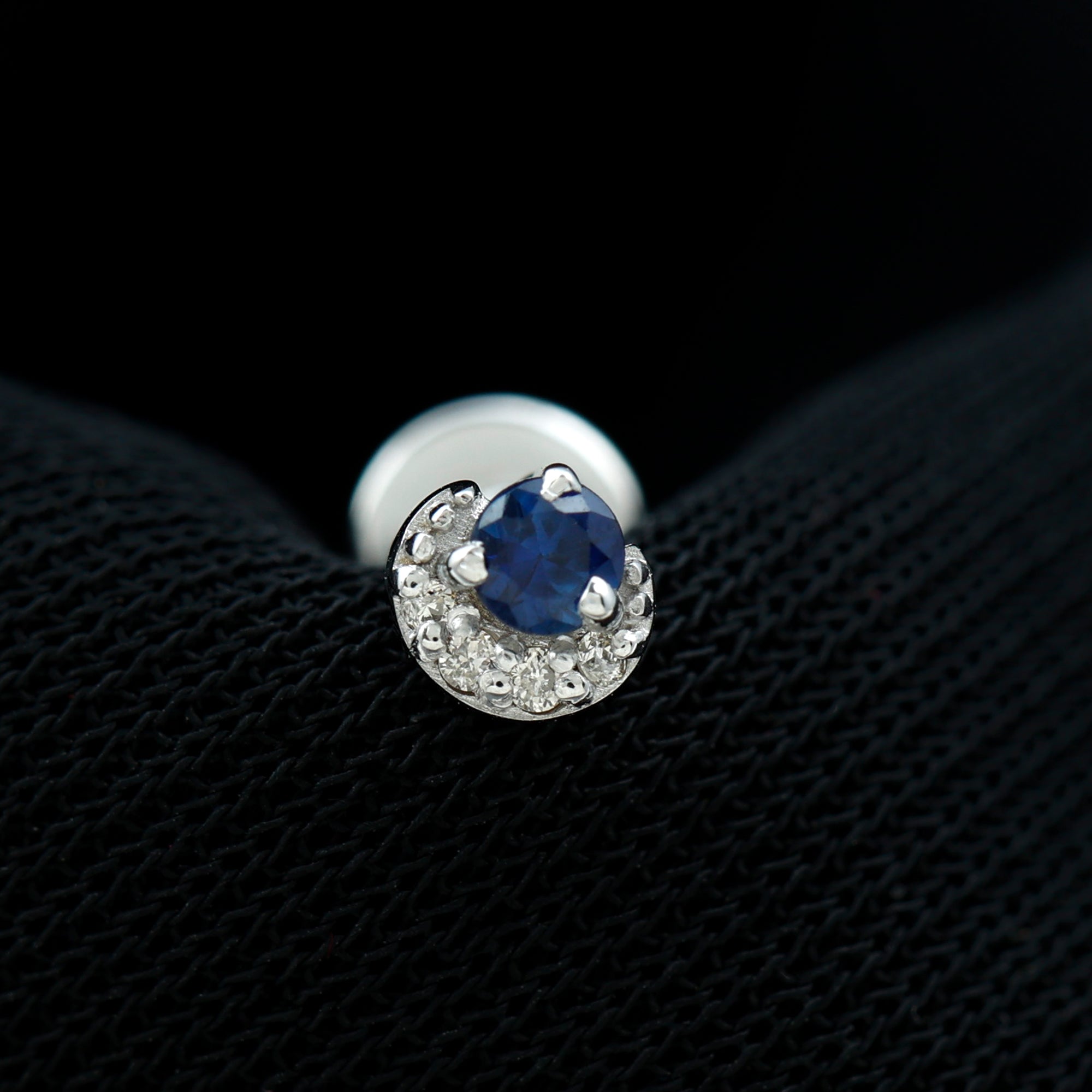 Rosec Jewels-Dainty Blue Sapphire and Diamond Helix Earring