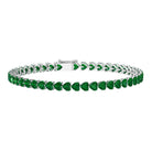 Lab Grown Emerald Heart Tennis Bracelet Lab Created Emerald - ( AAAA ) - Quality - Rosec Jewels