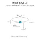 2 CT Octagon Cut Swiss Blue Topaz and Diamond Bolo Chain Bracelet Swiss Blue Topaz - ( AAA ) - Quality - Rosec Jewels