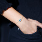 2 CT Octagon Cut Swiss Blue Topaz and Diamond Bolo Chain Bracelet Swiss Blue Topaz - ( AAA ) - Quality - Rosec Jewels