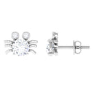 Cute Crab Stud Earrings with Moissanite Moissanite - ( D-VS1 ) - Color and Clarity - Rosec Jewels