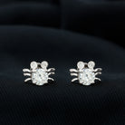 Cute Crab Stud Earrings with Moissanite Moissanite - ( D-VS1 ) - Color and Clarity - Rosec Jewels