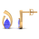 Real Tanzanite Solitaire Teardrop Stud Earrings Tanzanite - ( AAA ) - Quality - Rosec Jewels