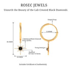 Created Black Diamond and Diamond Sunburst Hoop Earrings Lab Created Black Diamond - ( AAAA ) - Quality - Rosec Jewels