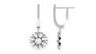 Rosec Jewels-1/4 CT Bezel Set Diamond Sunflower Hoop Earrings for Women