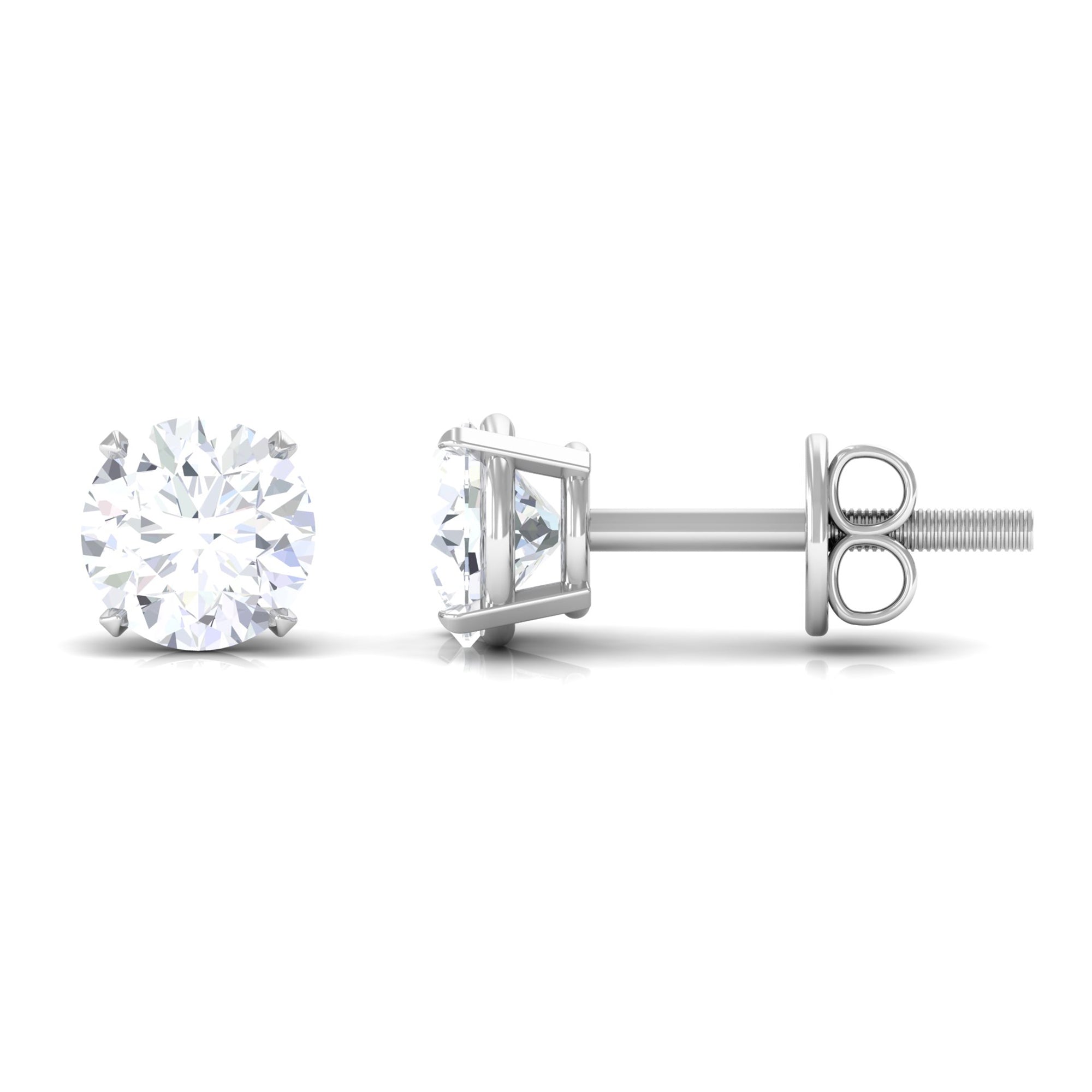 3/4 CT Round Cut Solitaire Zircon Stud Earrings in Gold Zircon - ( AAAA ) - Quality - Rosec Jewels