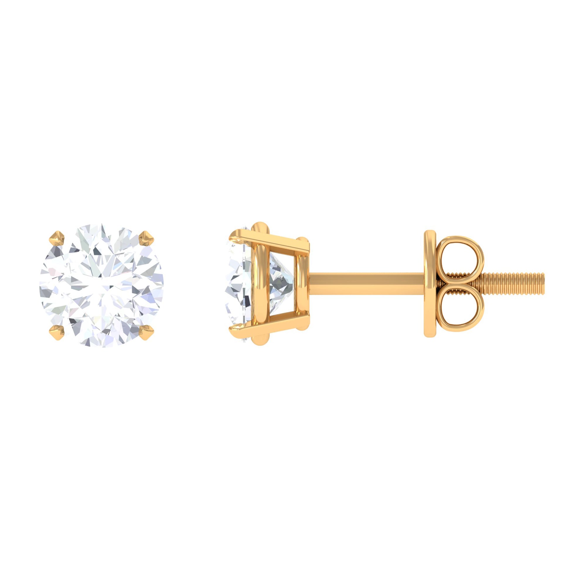 3/4 CT Round Cut Solitaire Zircon Stud Earrings in Gold Zircon - ( AAAA ) - Quality - Rosec Jewels