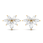 3/4 CT Real Diamond Cluster Stud Earrings in Gold Diamond - ( HI-SI ) - Color and Clarity - Rosec Jewels