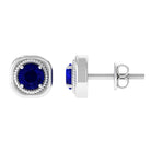 Blue Sapphire Solitaire Stud Earrings with Rope Frame Embellishment Blue Sapphire - ( AAA ) - Quality - Rosec Jewels