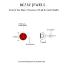 Rosec Jewels-Created Ruby Solitaire Stud Earrings in Bezel Setting