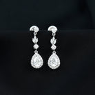 2 CT Classic Moissanite Bridal Dangle Earrings in Silver Moissanite - ( D-VS1 ) - Color and Clarity 92.5 Sterling Silver - Rosec Jewels