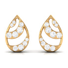 Natural Diamond Minimal Teardrop Stud Earrings Diamond - ( HI-SI ) - Color and Clarity - Rosec Jewels