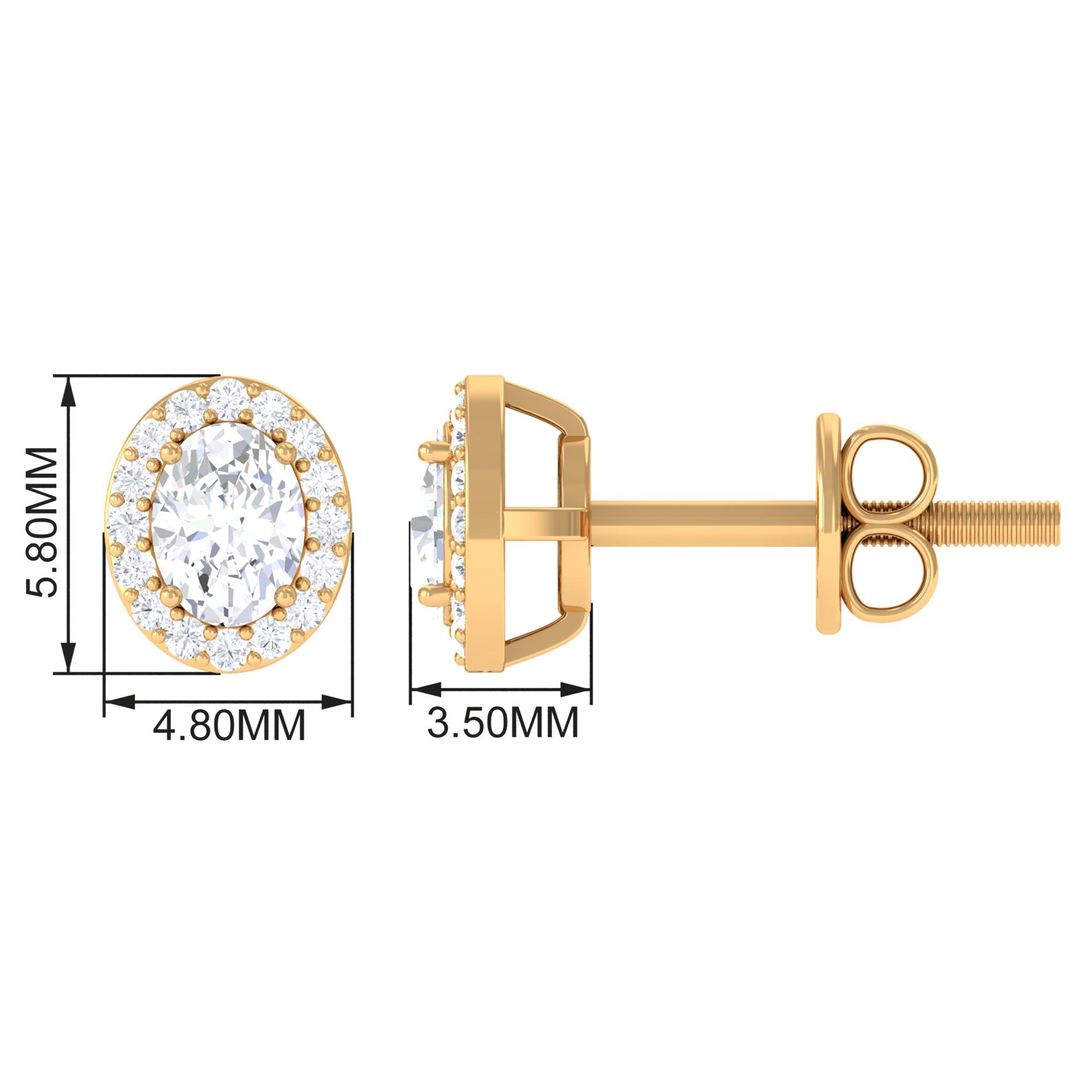 Certified Zircon Screw Back Stud Earrings Zircon - ( AAAA ) - Quality - Rosec Jewels