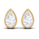 Zircon Teardrop Solitaire Stud Earrings in Bezel Setting Zircon - ( AAAA ) - Quality - Rosec Jewels