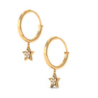 Round Shape Zircon Celestial Hoop Drop Earrings Zircon - ( AAAA ) - Quality - Rosec Jewels