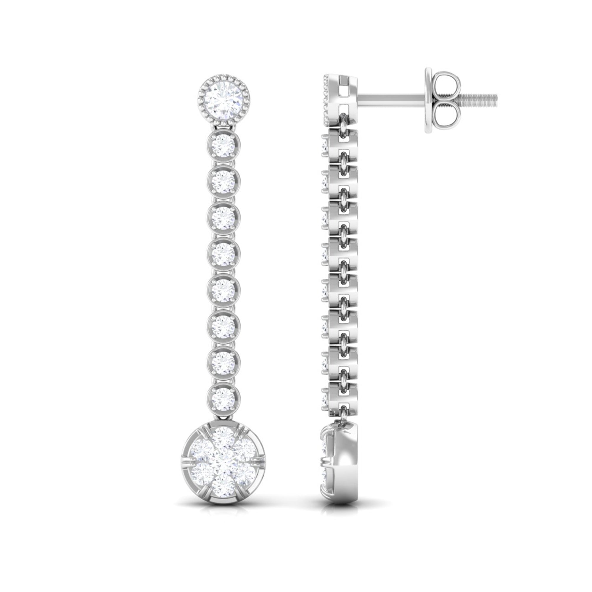 Classic Cubic Zirconia Dangle Earrings with Screw Back Zircon - ( AAAA ) - Quality - Rosec Jewels