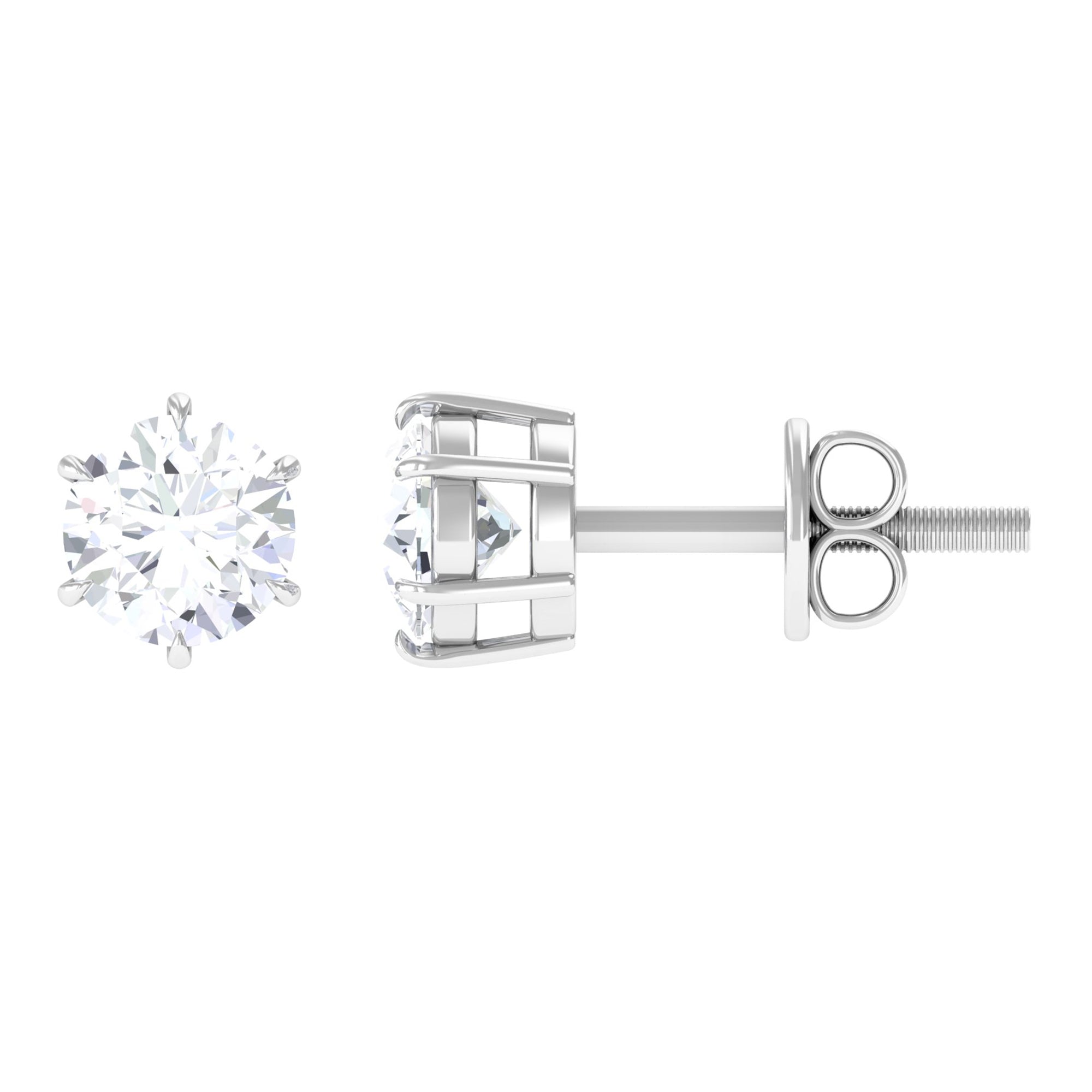 Certified Zircon Solitaire Screw Back Stud Earrings Zircon - ( AAAA ) - Quality - Rosec Jewels