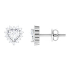 Heart Shape Cubic Zirconia Halo Stud Earrings Zircon - ( AAAA ) - Quality - Rosec Jewels