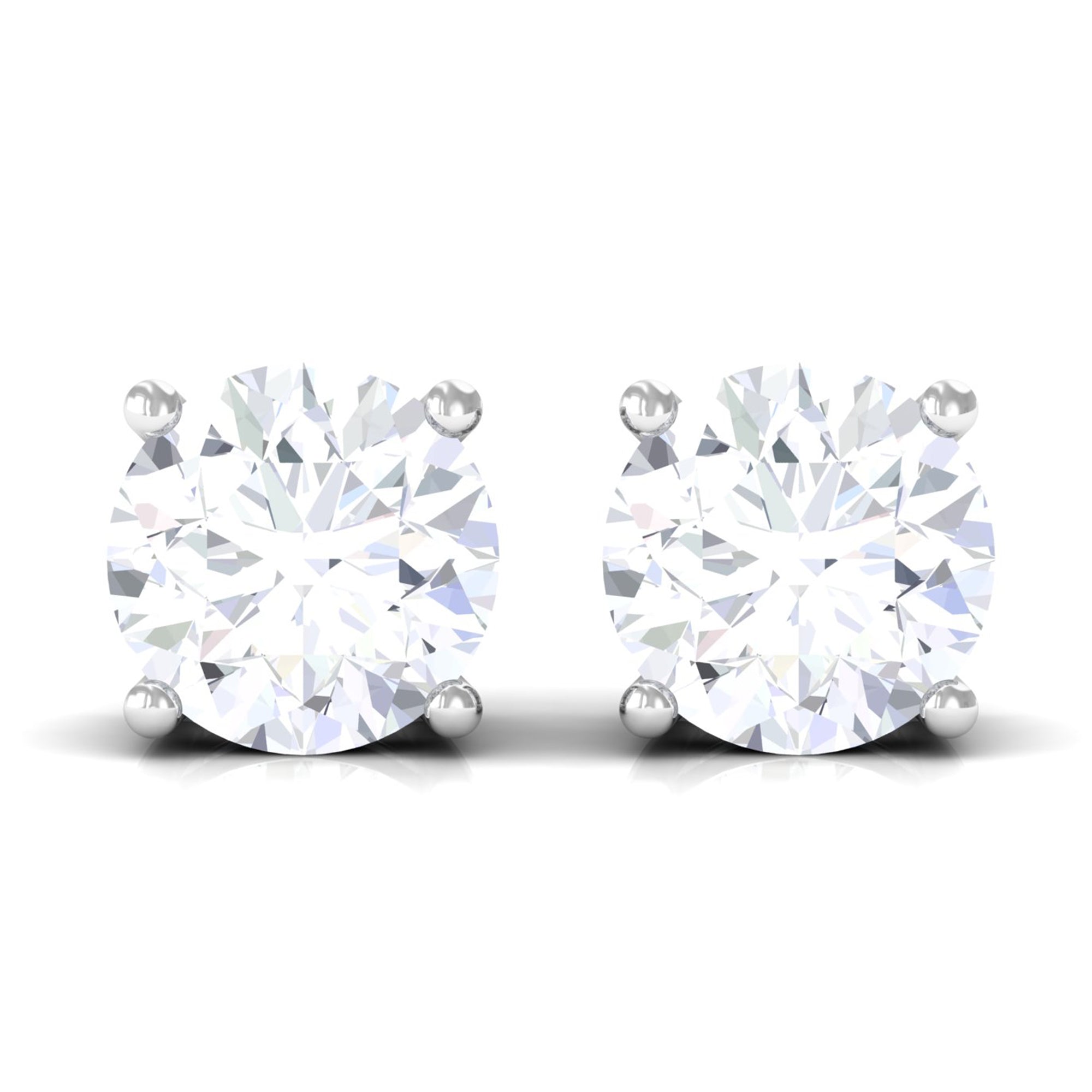 Certified Zircon Solitaire Stud Earrings with Screw Back Zircon - ( AAAA ) - Quality - Rosec Jewels