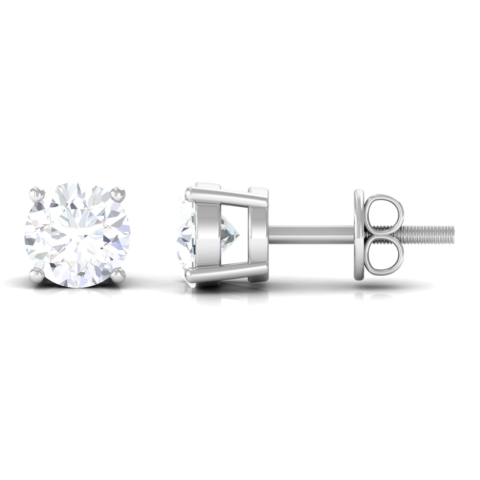 Certified Zircon Solitaire Stud Earrings with Screw Back Zircon - ( AAAA ) - Quality - Rosec Jewels