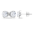 Simple Infinity Stud Earrings with Round Shape Zircon in Gold Zircon - ( AAAA ) - Quality - Rosec Jewels