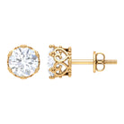 2 CT Round Solitaire Zircon Crown Stud Earrings Zircon - ( AAAA ) - Quality - Rosec Jewels