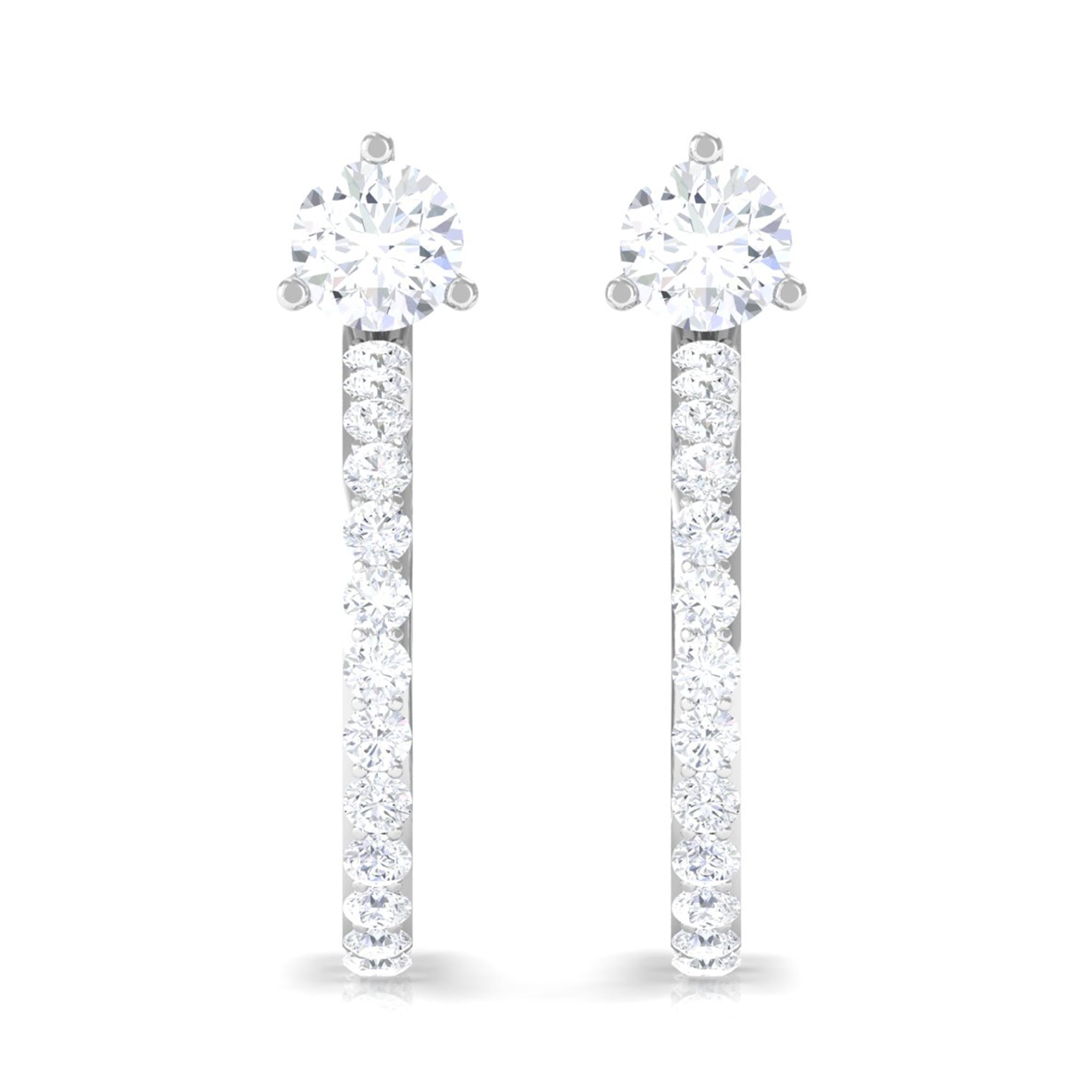 Cubic Zirconia Minimal Half Hoop Earrings Zircon - ( AAAA ) - Quality - Rosec Jewels