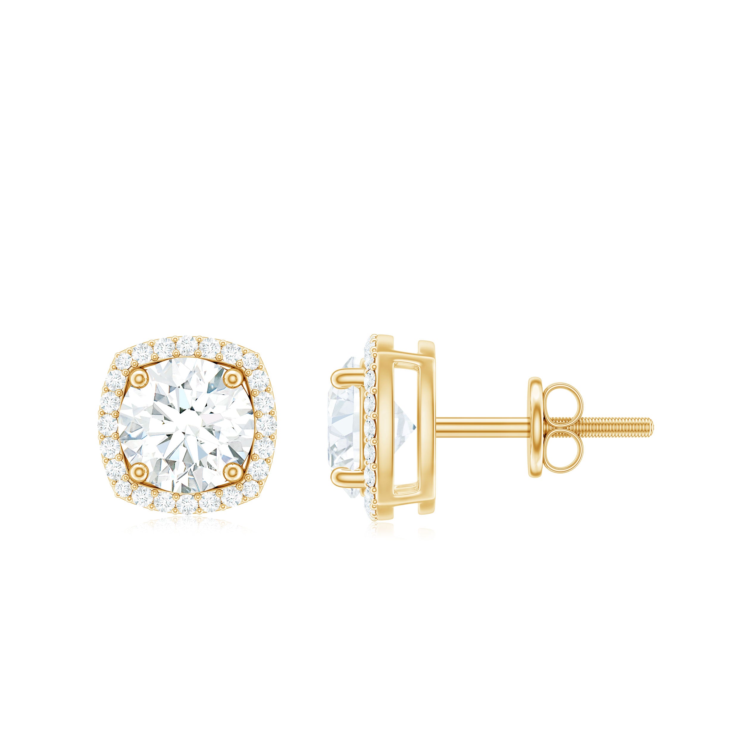 2.25 CT Round Cut Zircon Cocktail Halo Stud Earrings Zircon - ( AAAA ) - Quality - Rosec Jewels