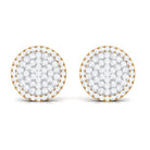 1 CT Round Zircon Cluster Cocktail Stud Earrings in Gold Zircon - ( AAAA ) - Quality - Rosec Jewels