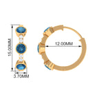 Bezel Set London Blue Topaz 3 Stone Hinged Hoop Earrings with Diamond London Blue Topaz - ( AAA ) - Quality - Rosec Jewels