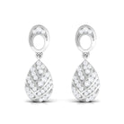 Round Shape Zircon Teardrop Earrings in Gold Zircon - ( AAAA ) - Quality - Rosec Jewels