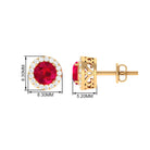 Created Ruby and Diamond Classic Halo Stud Earrings Lab Created Ruby - ( AAAA ) - Quality - Rosec Jewels