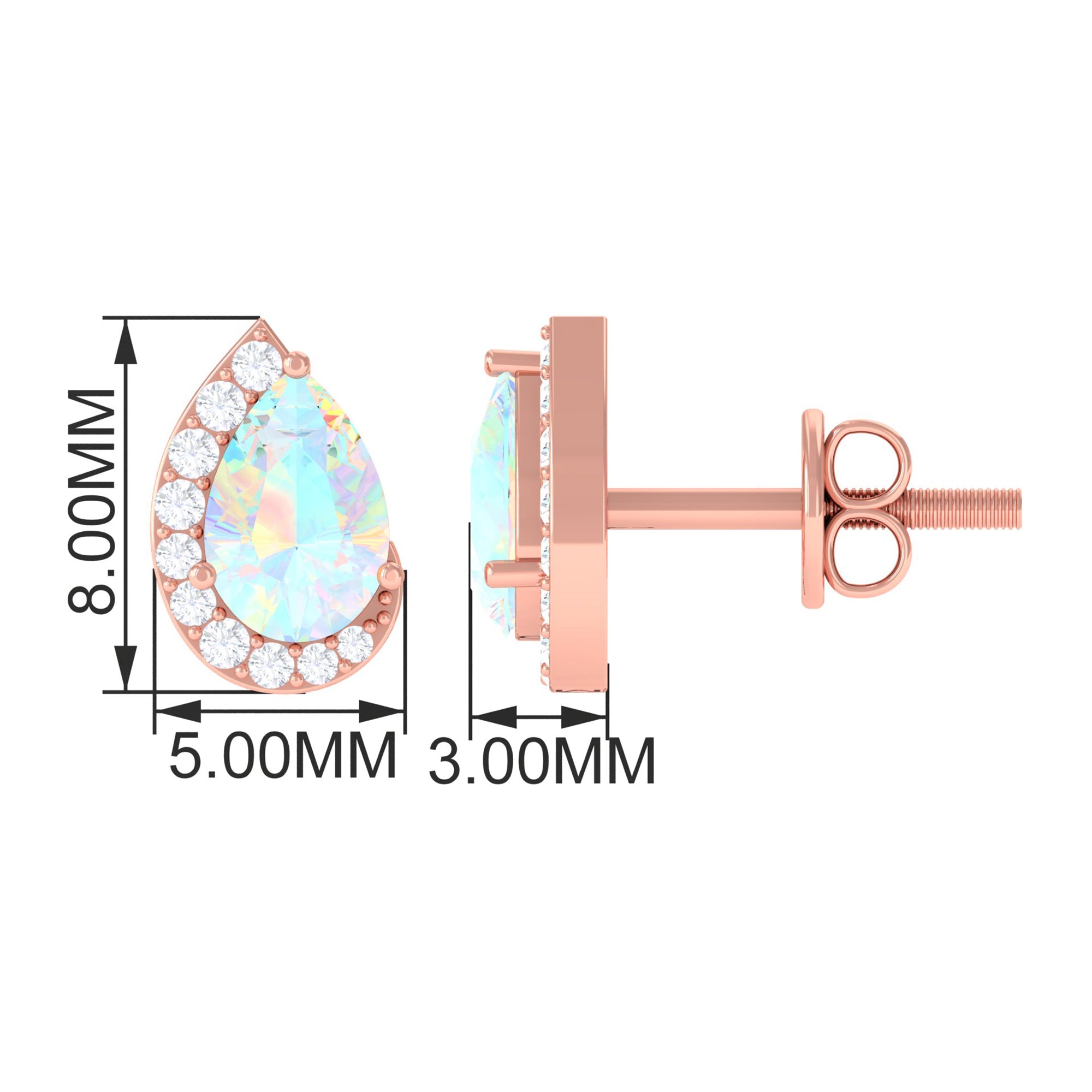 1.5 CT Ethiopian Opal Teardrop Stud Earrings with Diamond Ethiopian Opal - ( AAA ) - Quality - Rosec Jewels