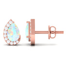 1.5 CT Ethiopian Opal Teardrop Stud Earrings with Diamond Ethiopian Opal - ( AAA ) - Quality - Rosec Jewels