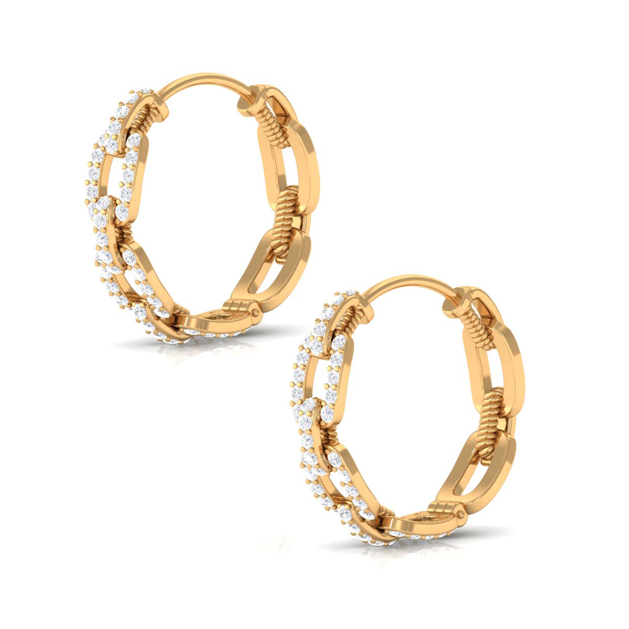 Classic Diamond Hinged Hoop Earrings Diamond - ( HI-SI ) - Color and Clarity - Rosec Jewels