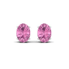 2 CT Oval Cut Pink Tourmaline Solitaire Stud Earrings Pink Tourmaline - ( AAA ) - Quality - Rosec Jewels