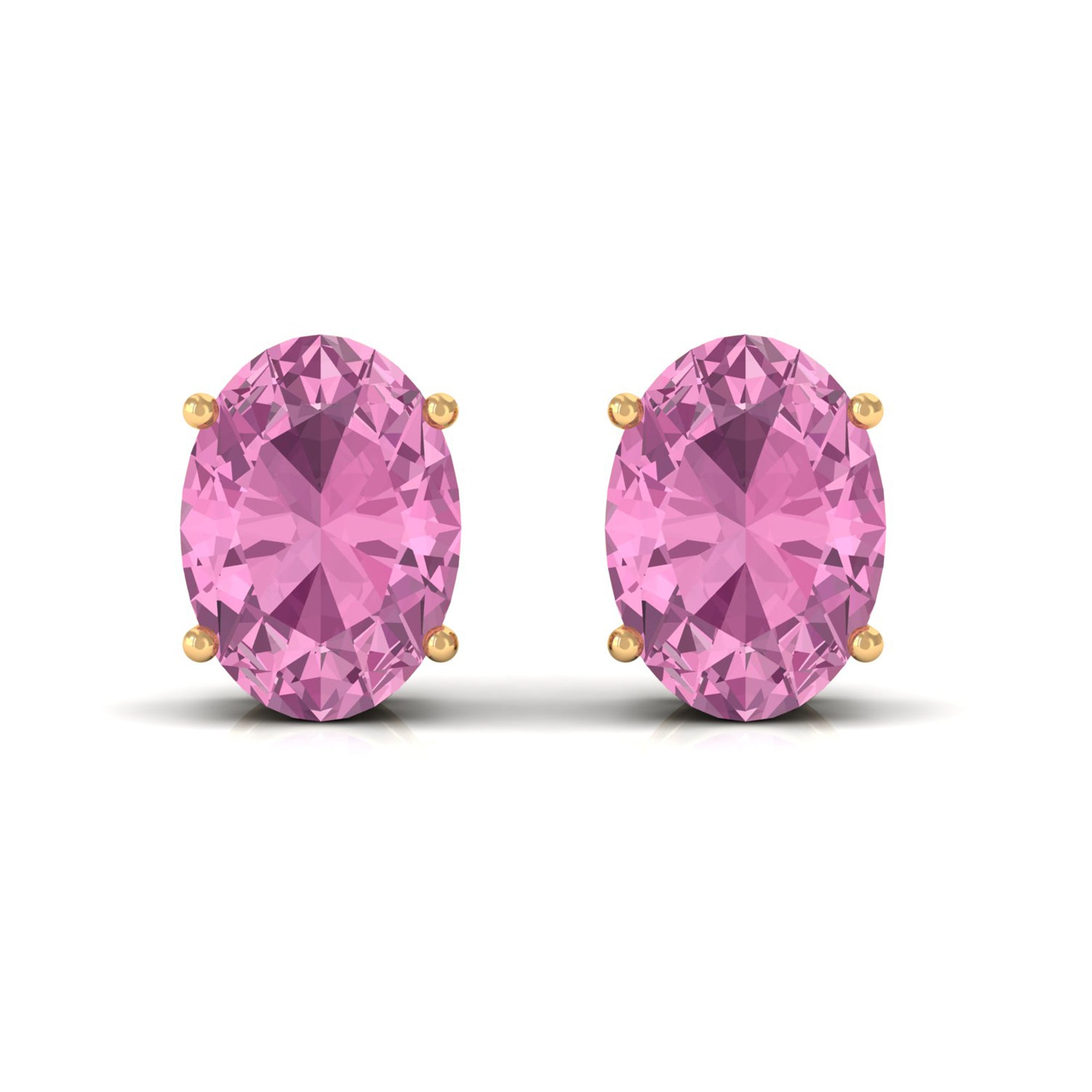 2 CT Oval Cut Pink Tourmaline Solitaire Stud Earrings Pink Tourmaline - ( AAA ) - Quality - Rosec Jewels