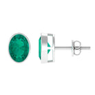 1.75 CT Bezel Set Oval Cut Emerald Solitaire Stud Earrings Emerald - ( AAA ) - Quality - Rosec Jewels