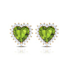 3.50 CT Heart Shaped Peridot and Moissanite Statement Stud Earrings Peridot - ( AAA ) - Quality - Rosec Jewels