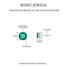 3 CT Cushion Cut Created Emerald Solitaire Stud Earring Lab Created Emerald - ( AAAA ) - Quality - Rosec Jewels