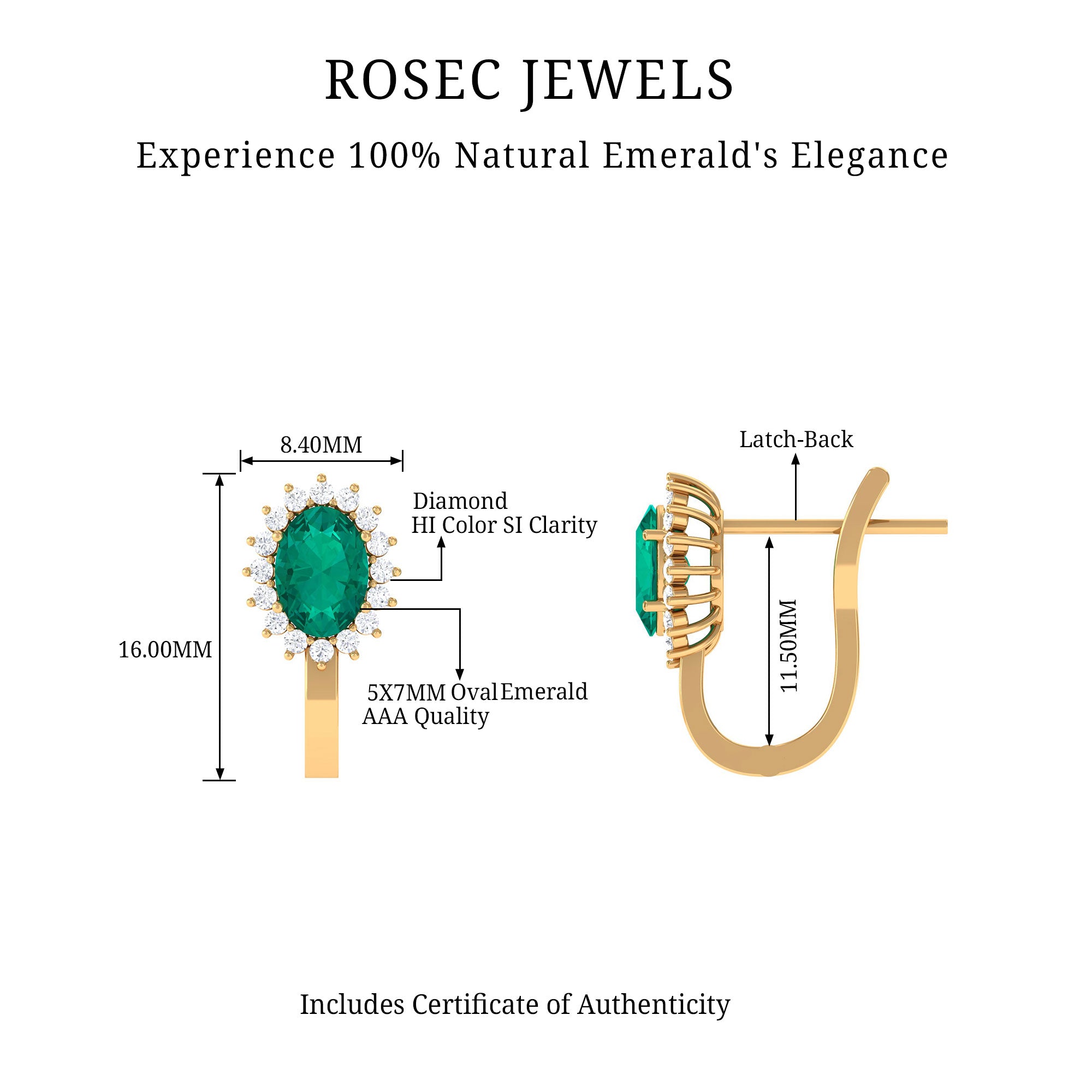 1.75 CT Oval Cut Emerald and Diamond Halo Stud Earring Emerald - ( AAA ) - Quality - Rosec Jewels