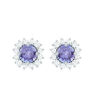 1 CT Classic Blue Tanzanite and Diamond Halo Stud Earrings Tanzanite - ( AAA ) - Quality - Rosec Jewels