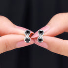 1 CT Simple Black Spinel Two Stone Infinity Stud Earrings Black Spinel - ( AAA ) - Quality - Rosec Jewels