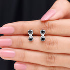 1 CT Simple Black Spinel Two Stone Infinity Stud Earrings Black Spinel - ( AAA ) - Quality - Rosec Jewels